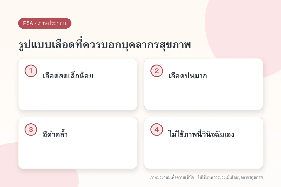 รูปแบบเลือดที่ควรบอกบุคลากรสุขภาพ