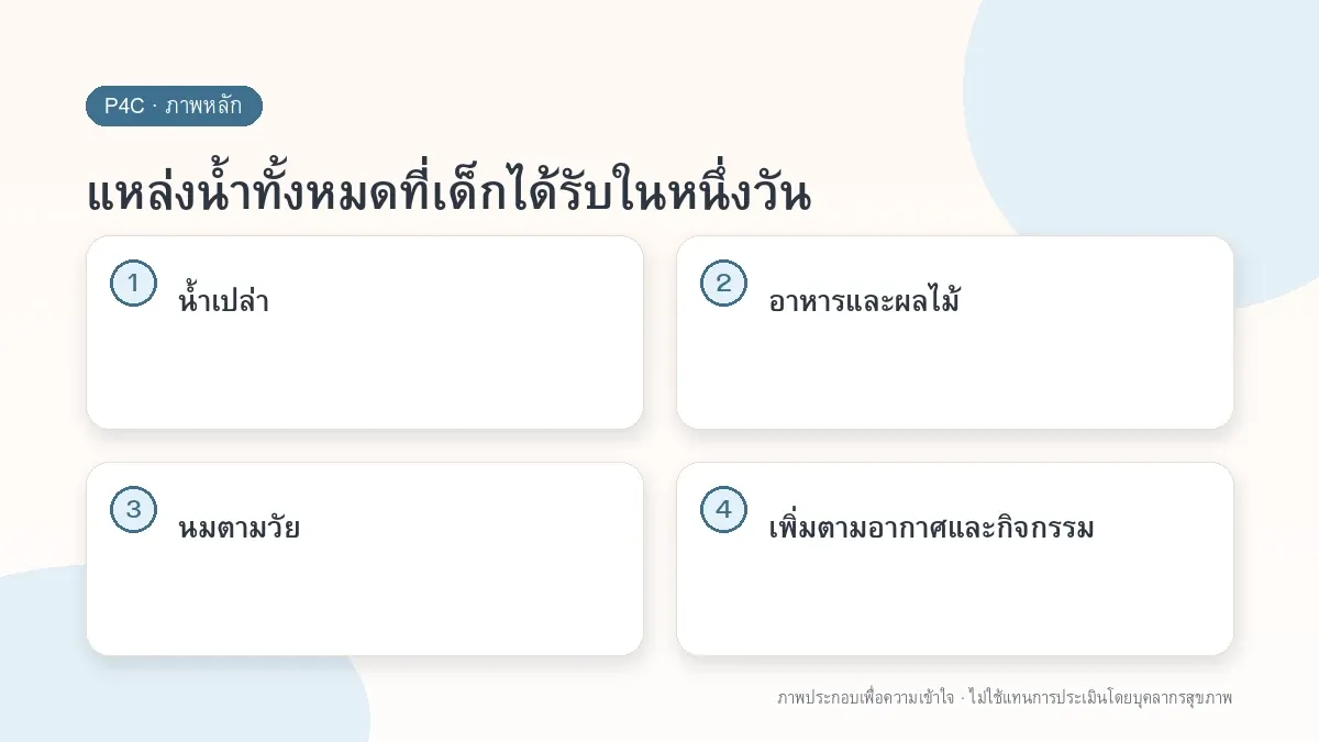 แหล่งน้ำทั้งหมดที่เด็กได้รับในหนึ่งวัน