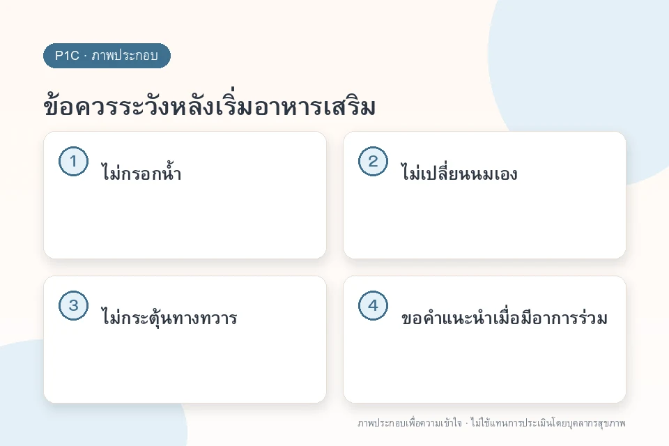 ข้อควรระวังหลังเริ่มอาหารเสริม