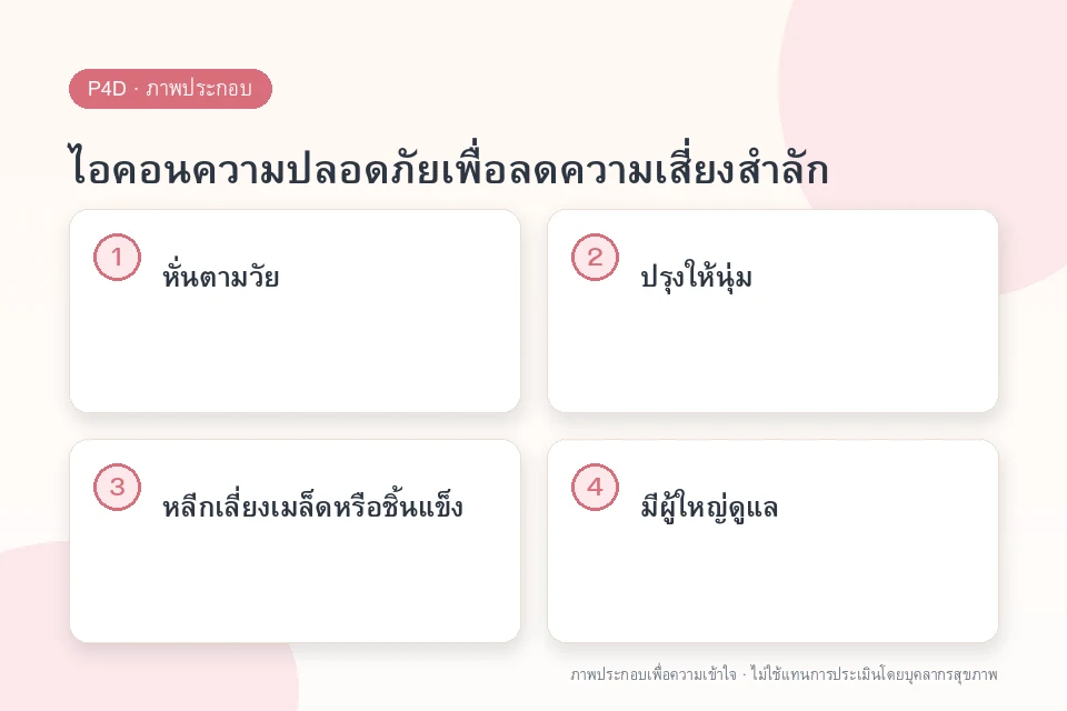 ไอคอนความปลอดภัยเพื่อลดความเสี่ยงสำลัก