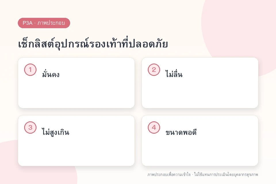 เช็กลิสต์อุปกรณ์รองเท้าที่ปลอดภัย